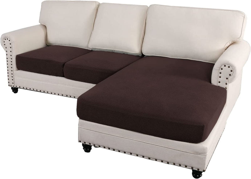 H.VERSAILTEX Sectional Couch Covers 3 Pieces Sofa Seat Cushion Covers L Shape Separate Cushion Couch Chaise Cover Elastic Furniture Protector for Both Left/Right Sectional Couch (3 Seater, Grey) Home & Garden > Decor > Chair & Sofa Cushions H.VERSAILTEX Chocolate 3 Seater 