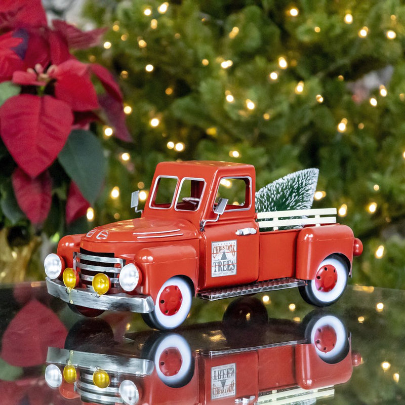 Red Metal Christmas Pickup Truck Decoration Home & Garden > Decor > Seasonal & Holiday Decorations& Garden > Decor > Seasonal & Holiday Decorations Zaer Ltd. Small 12 in. Long  