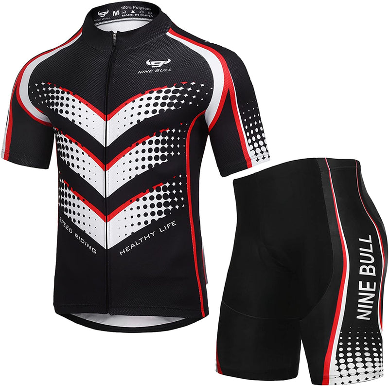 Men'S Cycling Jersey Set - Reflective Quick-Dry Biking Shirt and 3D Padded Cycling Bike Shorts Sporting Goods > Outdoor Recreation > Cycling > Cycling Apparel & Accessories nine bull Spqx-4 XX-Large 