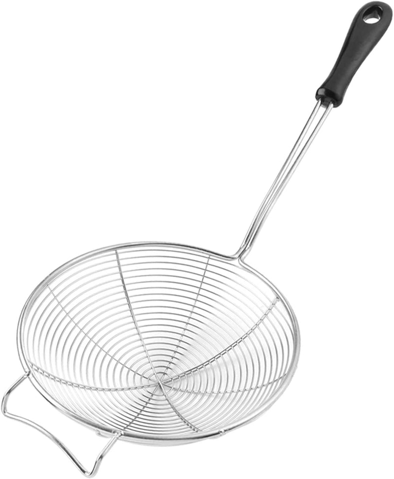 Spider Kitchen Tool Wire Strainer 6.1" Steel Strainer Kitchen Oil Strainer Tool Drainer Cooking Skimmer Frying Spatula Scoop Strainer with Handle Ladle with Easy Storage Hook, Recipe Ebook Included