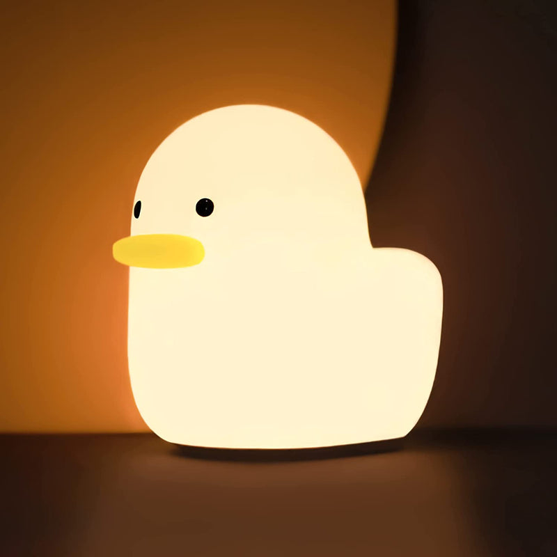 UNEEDE LED Benson Duck Night Light, Cute Animal Silicone Nursery Night Light Rechargeable Table Lamp Bedside Lamp with Touch Sensor for Baby Girls Women Bedrooms, Living Room Home & Garden > Lighting > Night Lights & Ambient Lighting UNEEDE White  