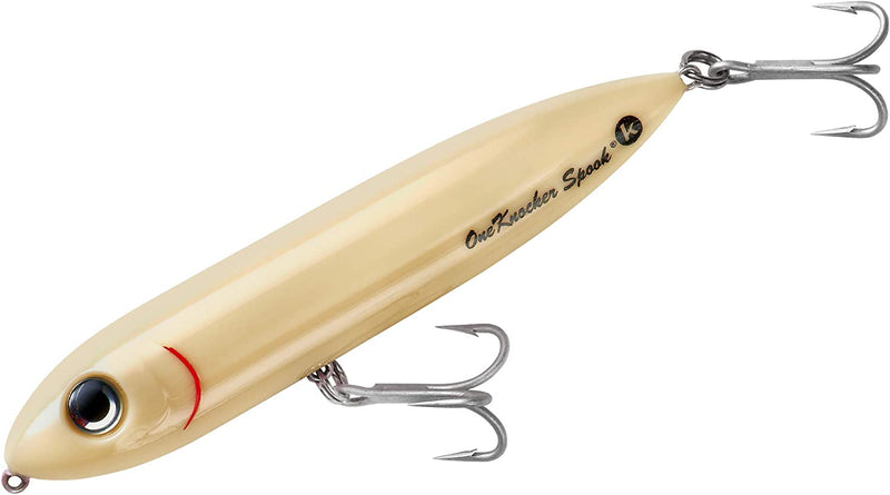 Heddon One Knocker Spook Topwater Fishing Lure for Saltwater and Freshwater, 4 1/2 Inch, 3/4 Ounce Sporting Goods > Outdoor Recreation > Fishing > Fishing Tackle > Fishing Baits & Lures Pradco Outdoor Brands Bone  