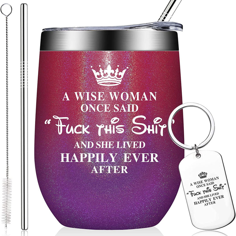 Funny Birthday Gifts for Women - Best Friend Gift for Women - Christmas, Retirement, Gag Gifts for Woman, Female Friends - Mothers Day Gifts for Mom Wife Sister Daughter - 20Oz Tumbler with Keychain Home & Garden > Kitchen & Dining > Tableware > Drinkware BIRGILT Glitter Dark Rainbow 12oz 