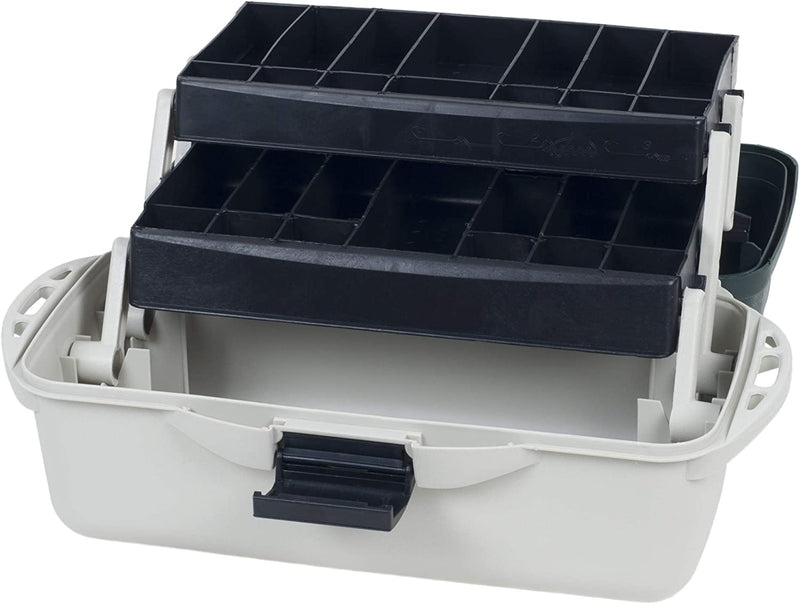 2-Tray Fishing Tackle Box Craft Tool Chest and Art Supply Organizer, White & Black, 8" X 7.5" Sporting Goods > Outdoor Recreation > Fishing > Fishing Tackle Trademark Global   