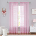 Metro Parlor Pink Pom Pom Sheer Curtains 84 Inches Long, Boho Decor Embroidery Rod Pocket Voile Window Drapes for Kids Living Room Bedroom, 38" W 2 Panels