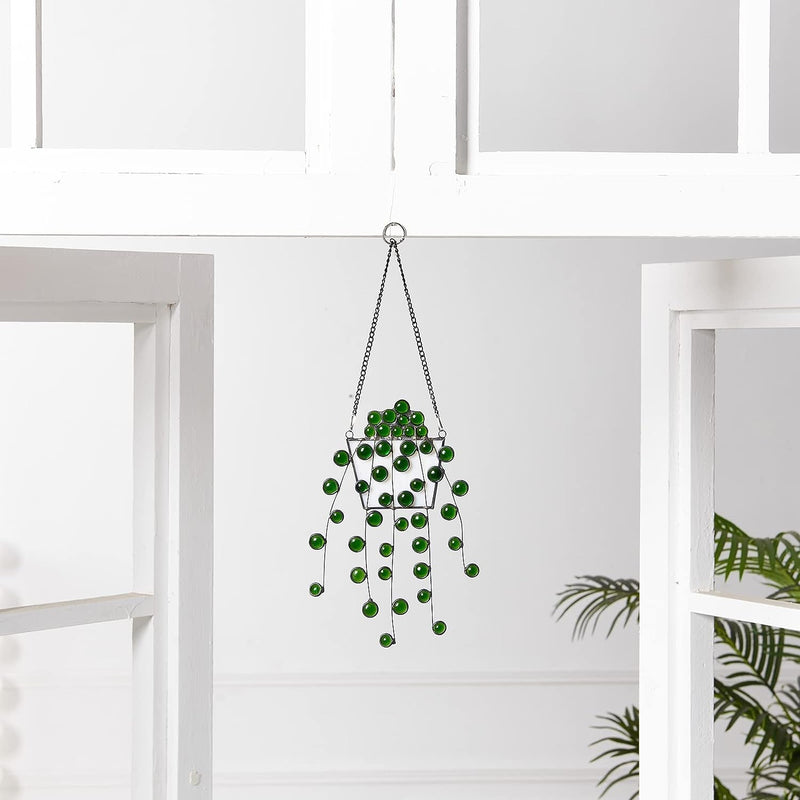 String of Pearls Stained Glass Suncatcher Artificial Hanging Plants - AITONGXIAO Glass Art for Nature Inspired Home Decor Fake Window Hanging Plant Lover Gift for Mom  dlllt   