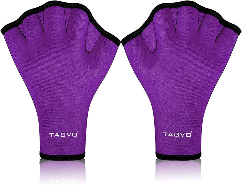 TAGVO Aquatic Gloves for Helping Upper Body Resistance, Webbed Swim Gloves Well Stitching, No Fading, Sizes for Men Women Adult Children Aquatic Fitness Water Resistance Training Sporting Goods > Outdoor Recreation > Boating & Water Sports > Swimming > Swim Gloves TAGVO purple Large 