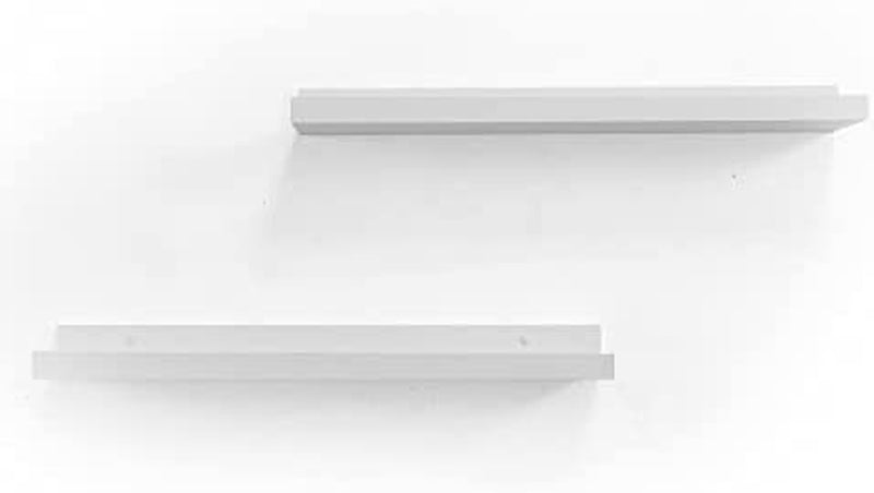 Picture Shelf, Greenco Set of 2 Wall Mounted Photo Ledge Floating Shelves for Bedroom, Living Room, Kitchen, Bathroom, Nursery Display, White Finish Furniture > Shelving > Wall Shelves & Ledges Greenco   