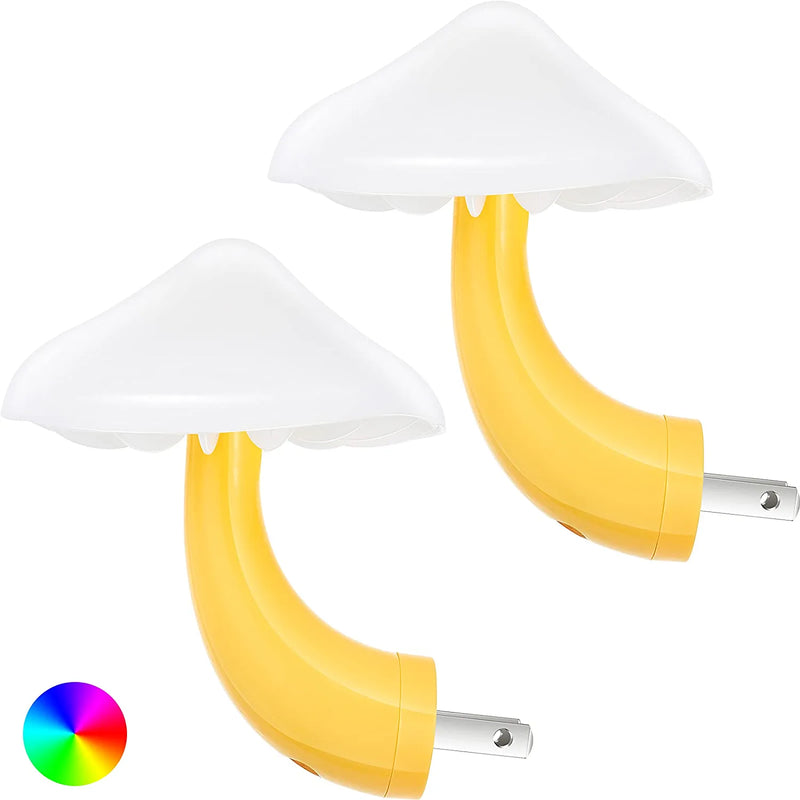 Mudder 2 Pack Sensor LED Mushroom Night Light Plug in Smart Lamp Mini Mushroom Night Lights LED Night Lamp Color Changing for Adults Kids (7-Color Discoloration)