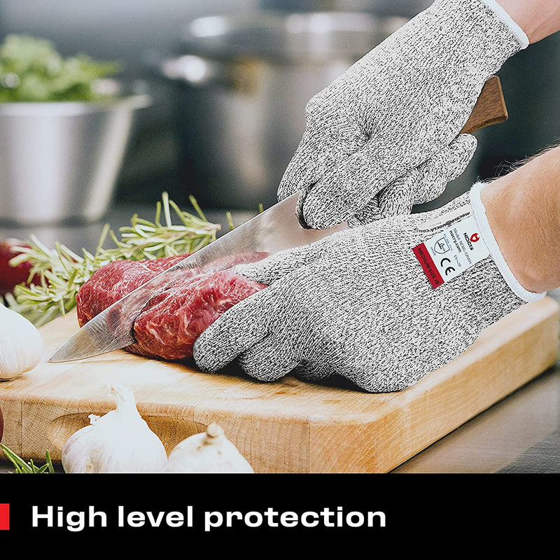 Nocry Cut Resistant Gloves - Ambidextrous, Food Grade, High Performance Level 5 Protection. Size Small, Complimentary Ebook Included