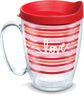 Tervis Coton Colors - Love Stripes Insulated Tumbler with Wrap and Red Lid, 16Oz, Clear