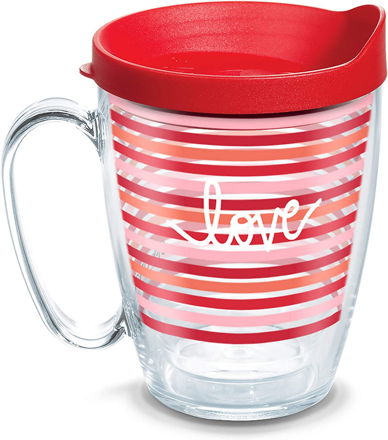 Tervis Coton Colors - Love Stripes Insulated Tumbler with Wrap and Red Lid, 16Oz, Clear Home & Garden > Kitchen & Dining > Tableware > Drinkware Tervis Love Stripes 16oz Mug 
