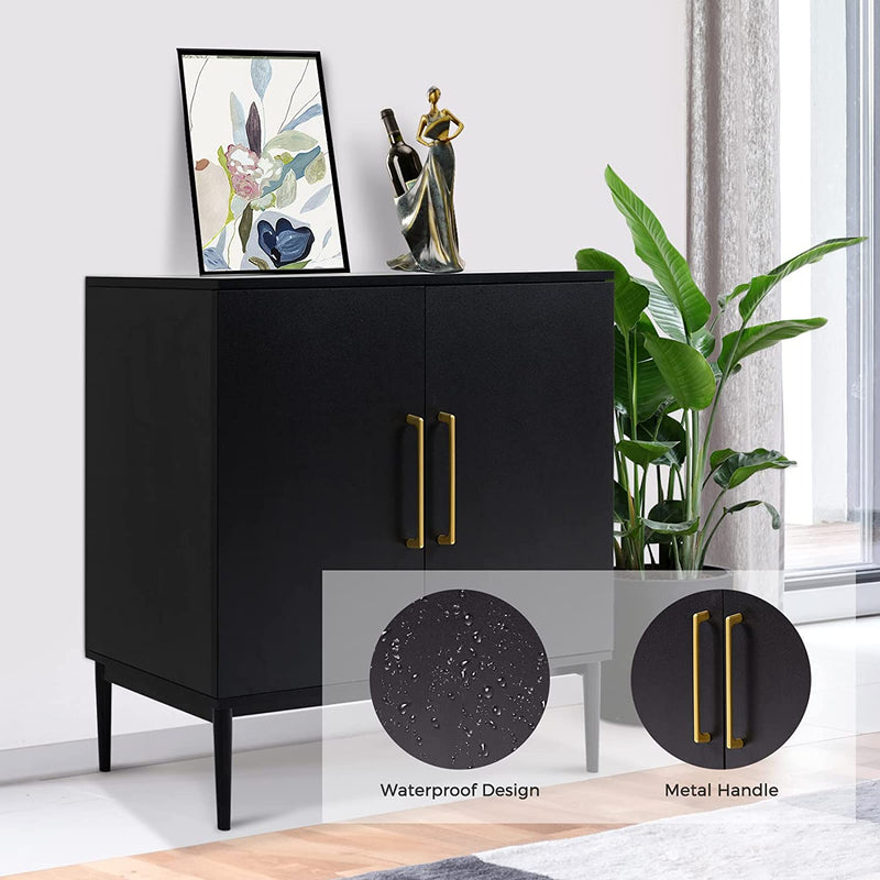 REHOOPEX 2 Black Accent Cabinet, Free Standing Cabinet Set, Storage Cabinets with Door, Modern Black Sideboard, Wooden Side Cabinets for Bedroom, Kitchen,Home Office Home & Garden > Household Supplies > Storage & Organization REHOOPEX   
