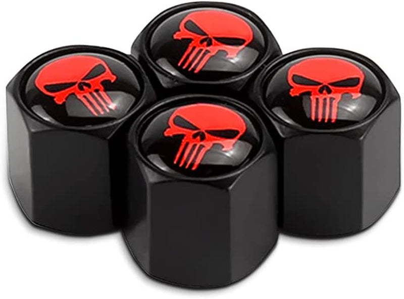 Skull Car Wheel Tire Valve Stem Caps, Airtight Dust Proof Covers, 4 Pack Universal Tire Air Valve Caps for Cars, Trucks, Bicycles, Car Accessories for Men and Women (Red) Sporting Goods > Outdoor Recreation > Winter Sports & Activities YALOK-Tire Valve Stem Caps9 Red  