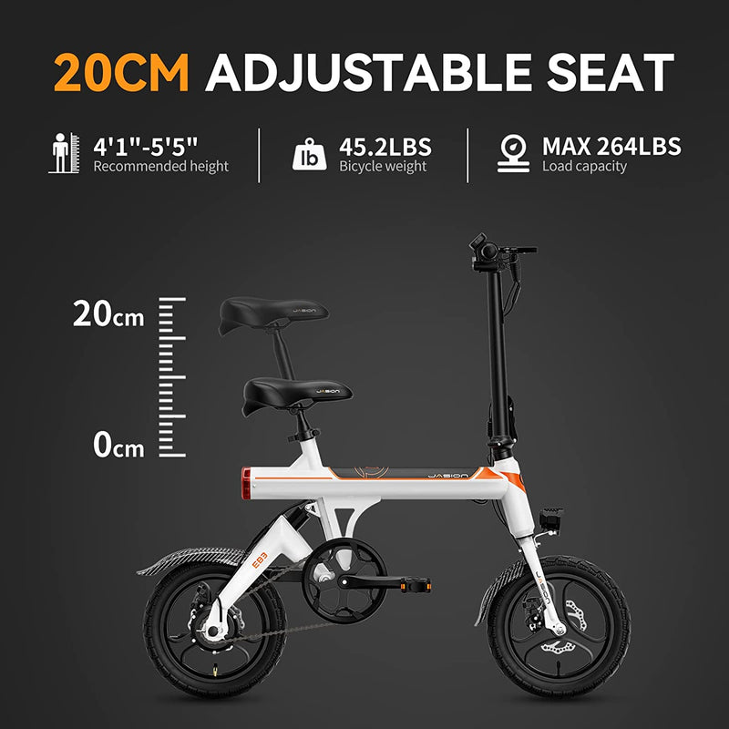 Jasion EB3 Electric Bike for Adults Foldable Ebike for Adults 350W Motor, 36V Lithium Battery,3 Levels Pedal Assist, 14" Teens Folding Electric Bicycles for Commuter, Exercise