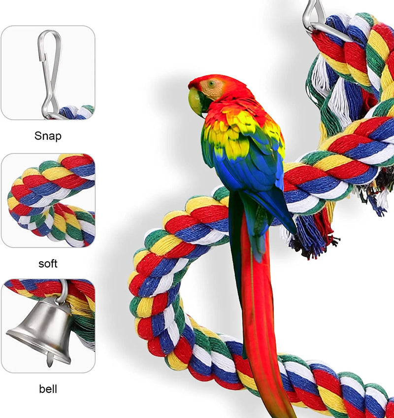 PATKAW Bird Perch Stand Bird Rope Perch Bird Toys 2 Pieces Natural Wood Parrot Perch Bird Cage Branch Perch Parrot Toys for Parakeets Cockatiels Conures Macaws Lovebirds Finches Animals & Pet Supplies > Pet Supplies > Bird Supplies PATKAW   