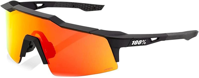 100% Speedcraft SL Sport Performance Sunglasses - Sport and Cycling Eyewear Sporting Goods > Outdoor Recreation > Cycling > Cycling Apparel & Accessories 100% Soft Tact Black - Hiper Red Multilayer Mirror Lens  