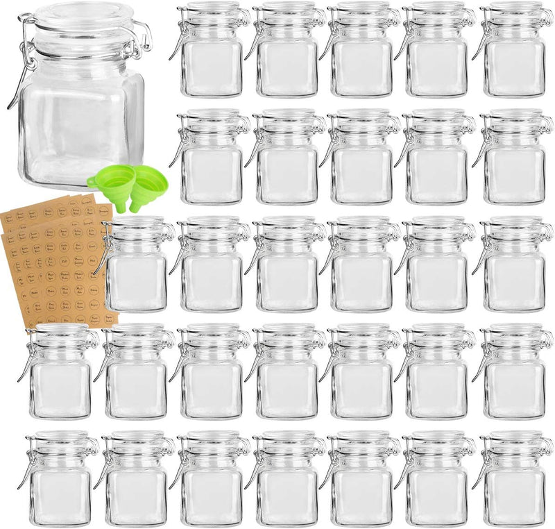 Glass Jars with Lids, KAMOTA 30 Pack of 3.5 Oz Small Glass Jars for Storage Spice Herbal Condiments with Leak-Proof Rubber Gaskets and Airtight Hinged Lids, 280 Labels and 2 Silicone Funnels Home & Garden > Decor > Decorative Jars KAMOTA   