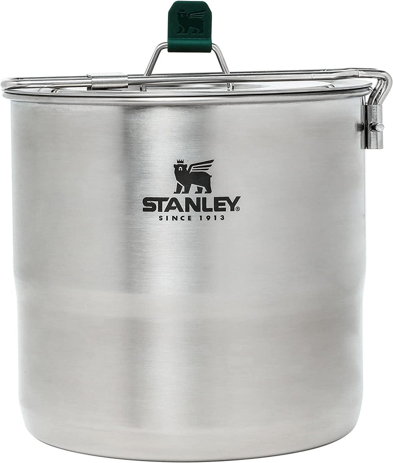 Stanley Adventure Camp Cook Set - 24Oz Kettle with 2 Ceramic Cups - Stainless Steel Camping Cookware with Vented Lids & Foldable + Locking Handle - Lightweight Cook Pot for Backpacking/Hiking/Camping