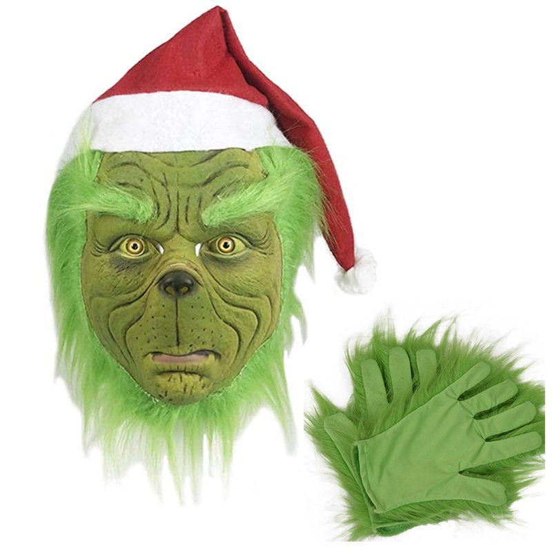 Cooltop Santa Claus Costume How to Stole Christmas Cosplay Costumes Mask for Xmas Party Apparel & Accessories > Costumes & Accessories > Masks Cooltop Gloves+Mask  