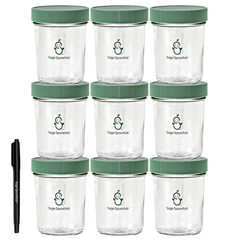 Sage Spoonfuls Glass Baby Food Storage Jars - 4-Pack of 8 Ounce Reusable Glass Food Storage Containers with Lids - Leakproof & Airtight - Dishwasher Safe - Microwave & Freezer Friendly - Bpa-Free Home & Garden > Decor > Decorative Jars Sage Spoonfuls 9-Pack 8 Ounce Glass Jars  