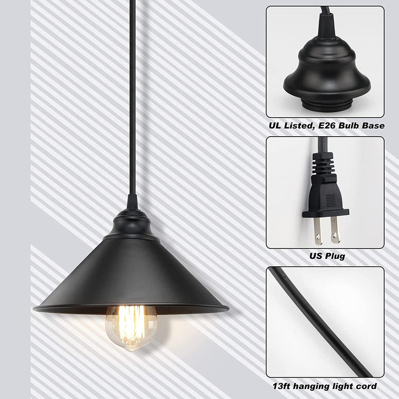 Plug in Pendant Light, Industrial Hanging Light with Plug in Cord On/Off Switch, Farmhouse Pendant Light with Plug in Cord, Vintage Pendant Light Fixture, Hanging Lamps for Kitchen Dining Room Home & Garden > Lighting > Lighting Fixtures LY20210429-1   