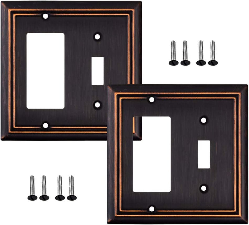 Pack of 4 Wall Plate Outlet Switch Covers by SLEEKLIGHTING | Decorative Oil Rubbed Bronze | Variety of Styles: Decorator/Duplex/Toggle / & Combo | Size: 1 Gang Decorator Sporting Goods > Outdoor Recreation > Fishing > Fishing Rods SLEEKLIGHTING Toggle/Decorator  