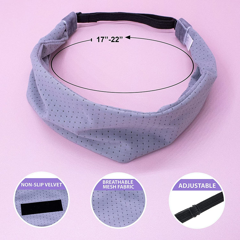 FROG SAC 2 Sport Headbands for Girls, Adjustable Non Slip Athletic Sports Hair Bands for Women, Teen Girl Black and Gray Nonslip Stretch Elastic Workout Mesh Headband for Yoga Running Exercise Soccer Sporting Goods > Outdoor Recreation > Winter Sports & Activities FROG SAC   