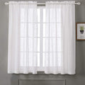 Embroidery Blue Sheer Curtains 84 Inches Long, Geometric Rod Pocket Sheer Drapes for Living Room, Bedroom, 2 Panels, 52"X84", Semi Voile Window Treatments for Yard, Patio, Villa, Parlor. Home & Garden > Decor > Window Treatments > Curtains & Drapes MYSTIC-HOME White 52"Wx63"L 