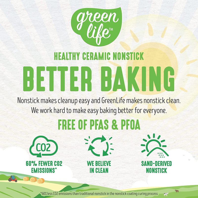 Greenlife Bakeware Healthy Ceramic Nonstick, 13" X 9" Rectangular Cake Baking Pan, Pfas-Free, Turquoise Home & Garden > Kitchen & Dining > Cookware & Bakeware GreenLife   