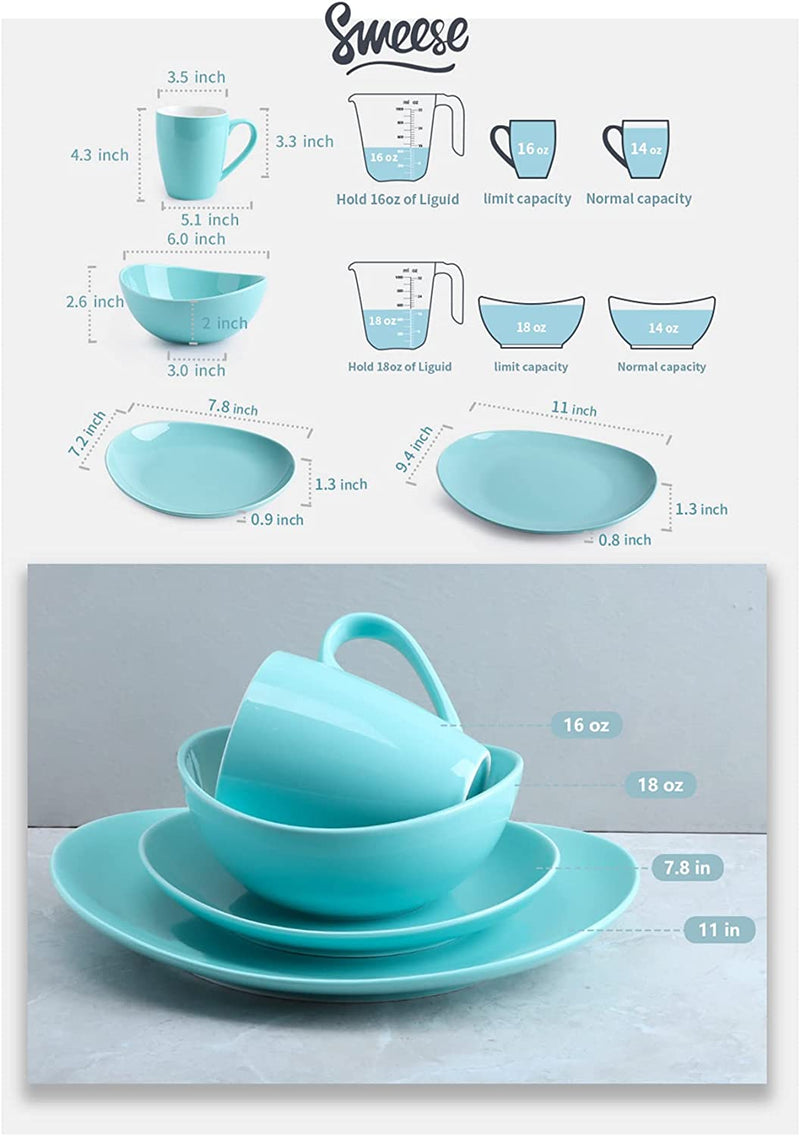 Sweese 199.003 Porcelain Dinnerware Set, 24-Piece, Service for 6, Cool Assorted Colors Home & Garden > Kitchen & Dining > Tableware > Dinnerware Sweese   