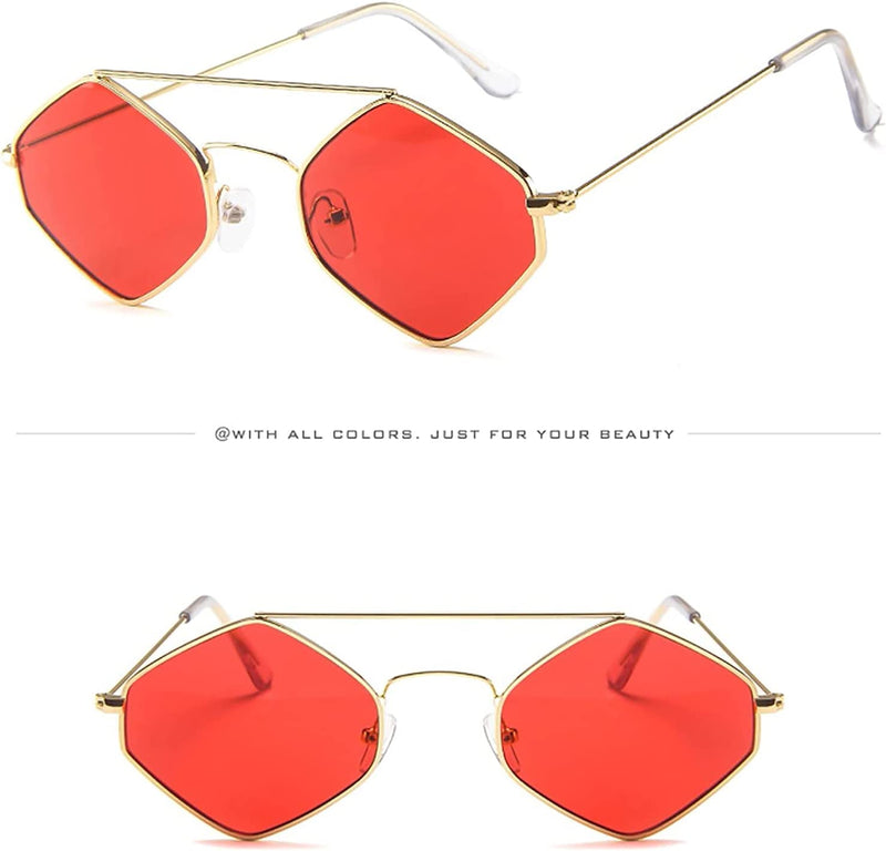 Thsue Retro Rhombus Polarized Sunglasses for Women Men Vintage Shades UV400 Classic Small Metal Sun Glasses Eyewear (C, One Size) Sporting Goods > Outdoor Recreation > Cycling > Cycling Apparel & Accessories Thsue   