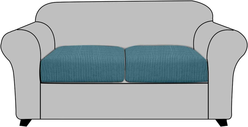 Sofa Cushion Covers NORTHERN BROTHERS Stretch Couch Cushion Covers Spandex Sofa Couch Seat Covers for 2 Cushion Couch Cushion Slipcovers Covers for Living Room (2 Piece Seat Cushion Covers, Sky Blue)