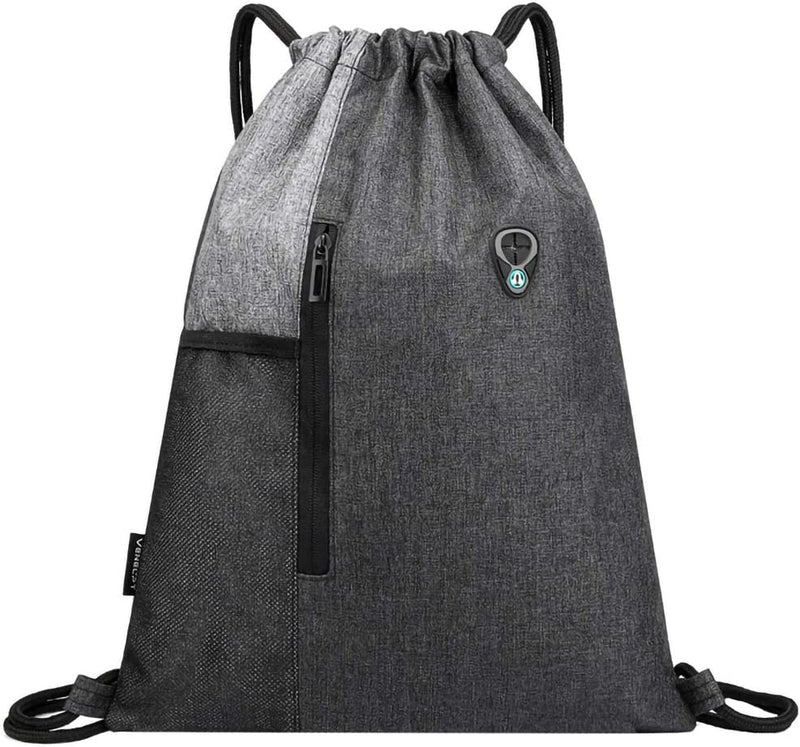 Peicees Drawstring Backpack Water Resistant Drawstring Bags for Men Women Black Sackpack for Gym Shopping Sport Yoga School Home & Garden > Household Supplies > Storage & Organization Peicees Y-light Gray  