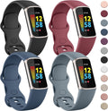 Meliya 4 Pack Bands for Fitbit Charge 5 Bands for Women Men, Soft Silicone Replacement Sport Bands for Fitbit Charge 5 Advanced Fitness Tracker Sporting Goods > Outdoor Recreation > Winter Sports & Activities Meliya Black+Navy Blue+Blue Grey+Wine Red Large 
