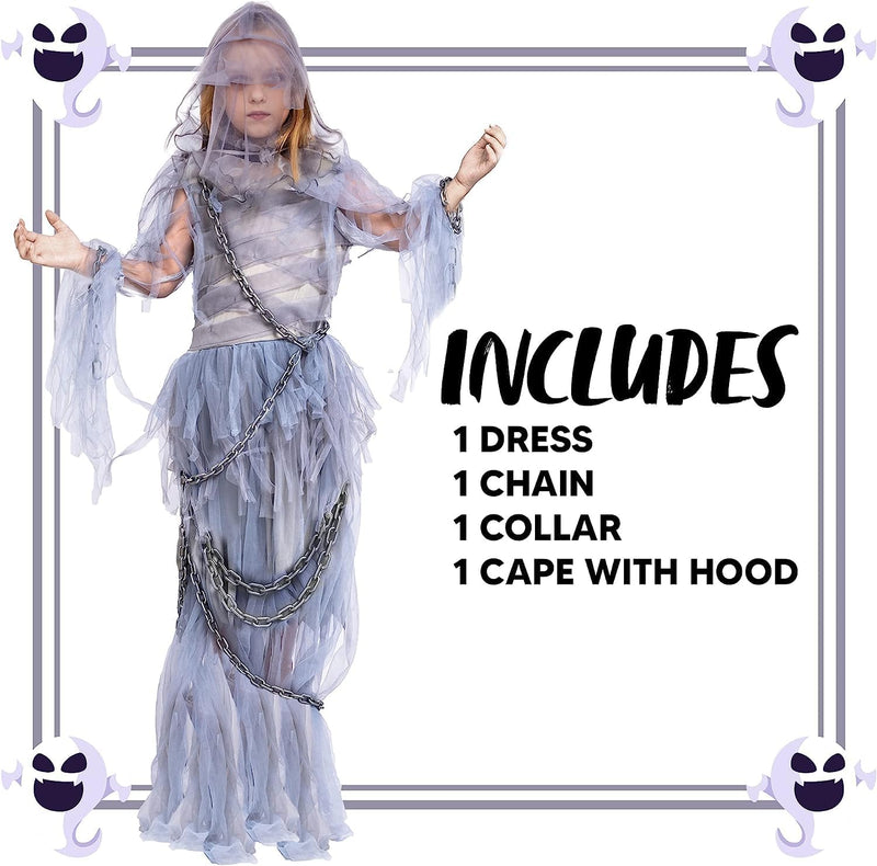 Spooktacular Creations Haunting Beauty Ghost Girl Costume, Scary Ghost Dress Midnight Costume for Halloween Dress up Party-M(8-10Yr)  JOYIN   