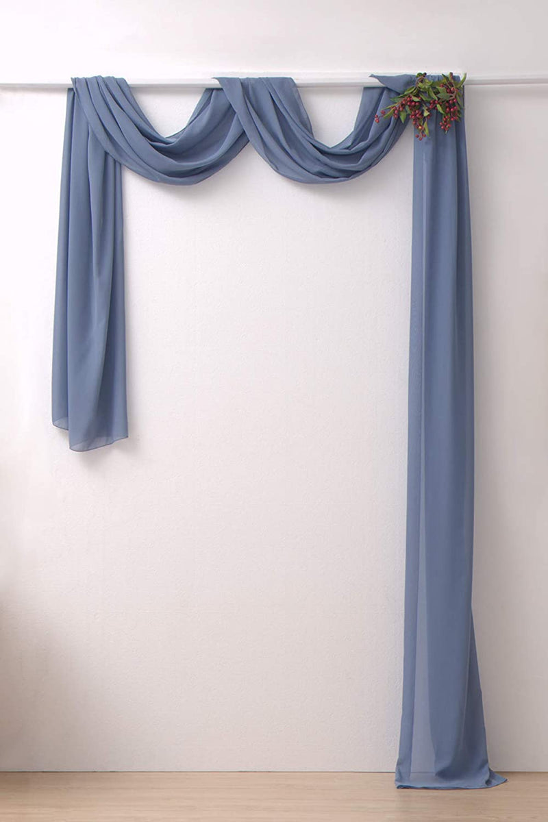 Socomi 2 Panels Dusty Blue Chiffon Wedding Arch Drapes 6 Yards Solid Wedding Arch Curtains for Backdrop Curtain Decorations Home & Garden > Decor > Window Treatments > Curtains & Drapes Socomi   
