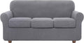 Couch Covers for 3 Cushion Couch Sofa, NORTHERN BROTHERS 4 Pieces Stretch Soft Sofa Couch Slipcovers for 3 Seat Cushion Couch, Washable Pet Sofa Furniture Covers for Living Room (Chocolate) Home & Garden > Decor > Chair & Sofa Cushions NORTHERN BROTHERS Light Gray  
