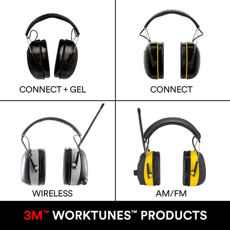 3M WorkTunes Connect + Gel Ear Cushions Hearing Protector with Bluetooth Technology, Ear protection for mowing, snowblowing, construction, work shops