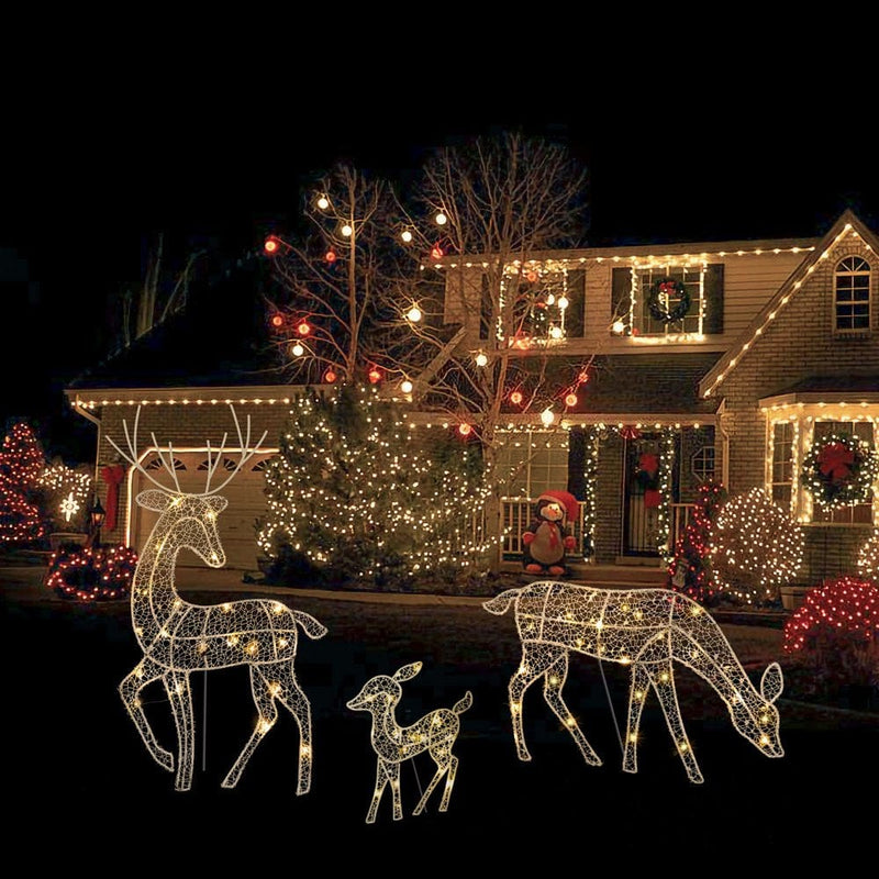 3Pcs Lighted Christmas Deer Family Set Outdoor Yard Decoration Home & Garden > Decor > Seasonal & Holiday Decorations& Garden > Decor > Seasonal & Holiday Decorations Sulobom   