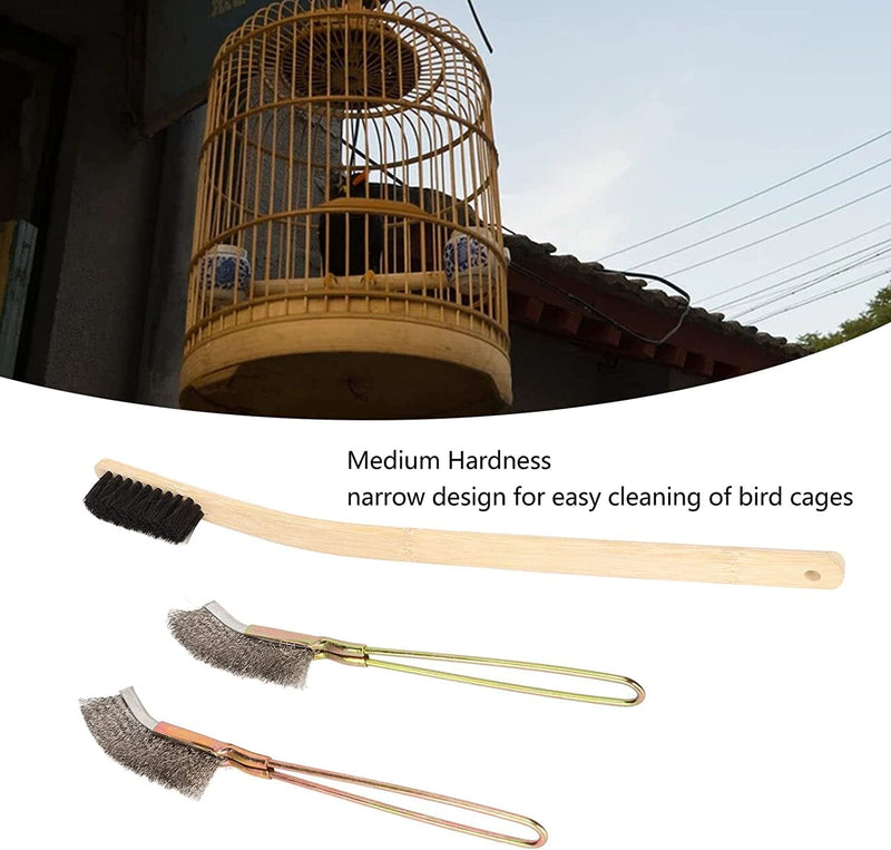 3Pcs Pet Bird Cage Brush, Long Handle Feeder Cage Wire Brush Cleaner Pet Cage Accessories Bird Cage Tool Animals & Pet Supplies > Pet Supplies > Bird Supplies > Bird Cages & Stands Pssopp   