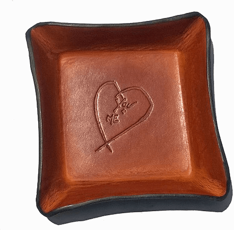 3rd Anniversary Leather Tray. Distressed Leather Valet with Heart. Home & Garden > Decor > Decorative Trays Twin Saints Leather Default Title  