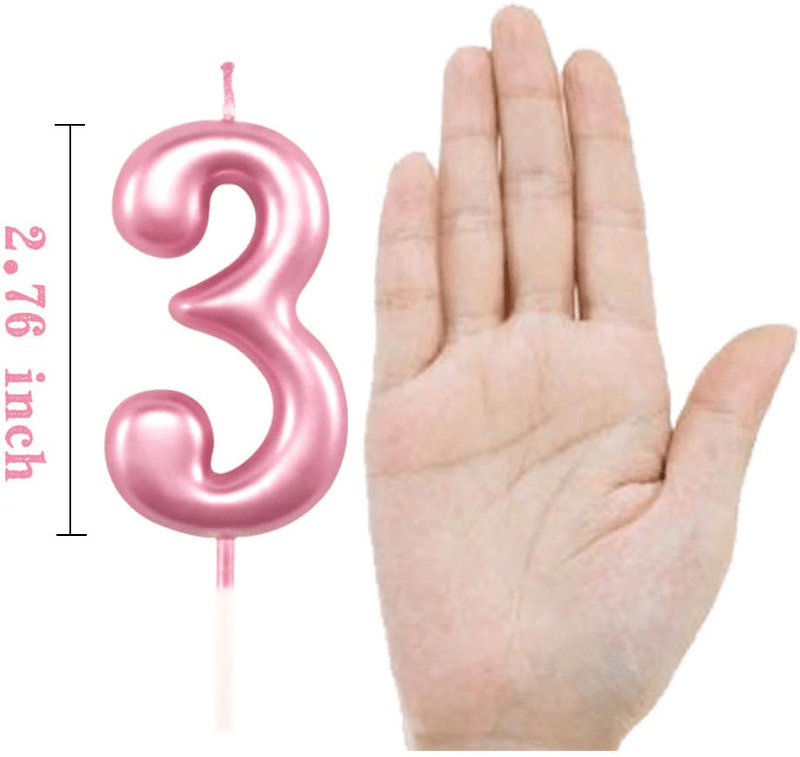 3rd Birthday Candle Three Years Pink Happy Birthday Number 3 Candles for Cake Topper Decoration for Party Kids Adults Numeral 30 23 37 33 13 Home & Garden > Decor > Home Fragrances > Candles XNOVA   