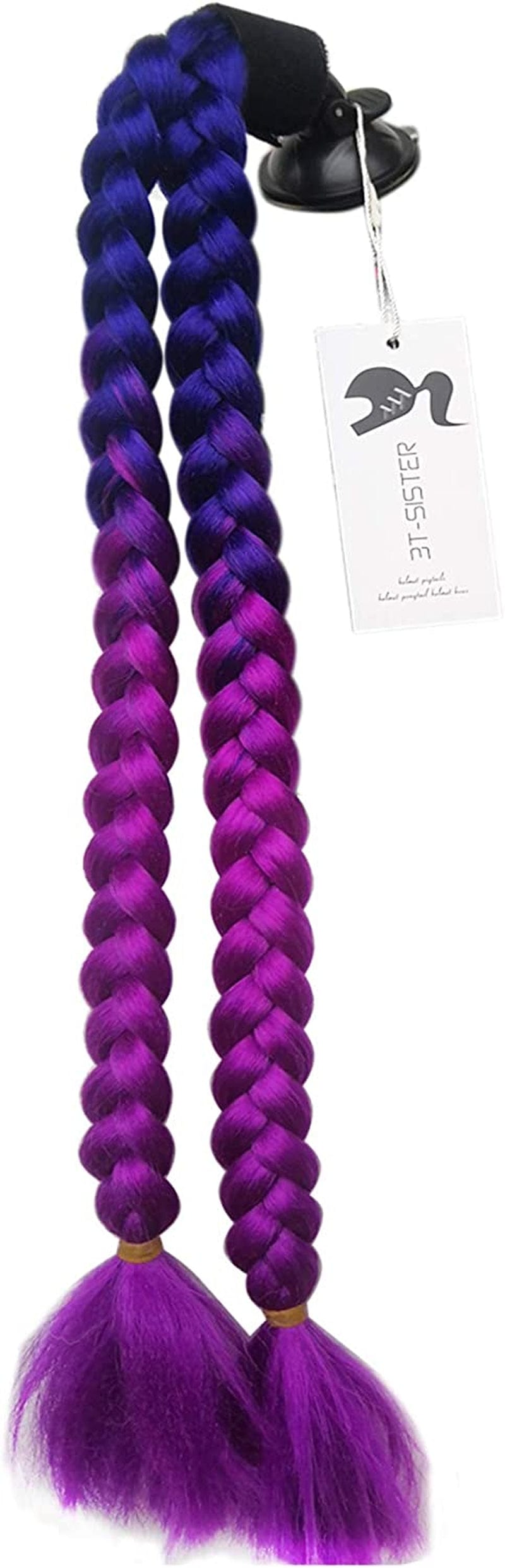 3T-SISTER Pigtails Accessory for Helmet Pigtails Ponytail Braids Hair for Motorcycle Bicycle Batting Skate Helmet or Other Helmets 2 Braids Together 24Inch /Many Colors (Helmet Not Included) Sporting Goods > Outdoor Recreation > Cycling > Cycling Apparel & Accessories > Bicycle Helmets 3T-SISTER purple  