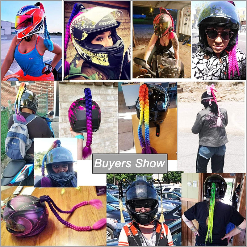 3T-SISTER Pigtails Accessory for Helmet Pigtails Ponytail Braids Hair for Motorcycle Bicycle Batting Skate Helmet or Other Helmets 2 Braids Together 24Inch /Many Colors (Helmet Not Included) Sporting Goods > Outdoor Recreation > Cycling > Cycling Apparel & Accessories > Bicycle Helmets 3T-SISTER   