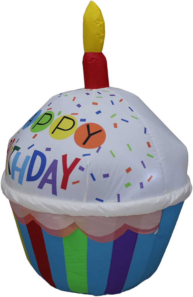 4 Foot Tall Cute Happy Birthday Inflatable Cupcake with Candle Lights Blowup Party Decoration for Outdoor Indoor Home Celebration Garden Yard Lawn Prop Home & Garden > Decor > Seasonal & Holiday Decorations& Garden > Decor > Seasonal & Holiday Decorations Blossom Inflatables   