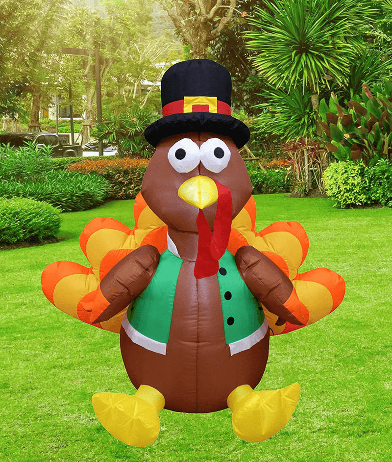 4 Foot Tall Happy Thanksgiving Inflatable Turkey with Pilgrim Hat Perfect Thanksgiving Autumn LED Lights Decor Outdoor Indoor Holiday Decorations, Blow up Lighted Yard Lawn Decor Home Family Outside Home & Garden > Decor > Seasonal & Holiday Decorations& Garden > Decor > Seasonal & Holiday Decorations BZB Goods   