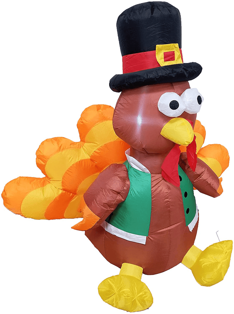 4 Foot Tall Happy Thanksgiving Inflatable Turkey with Pilgrim Hat Perfect Thanksgiving Autumn LED Lights Decor Outdoor Indoor Holiday Decorations, Blow up Lighted Yard Lawn Decor Home Family Outside Home & Garden > Decor > Seasonal & Holiday Decorations& Garden > Decor > Seasonal & Holiday Decorations BZB Goods   