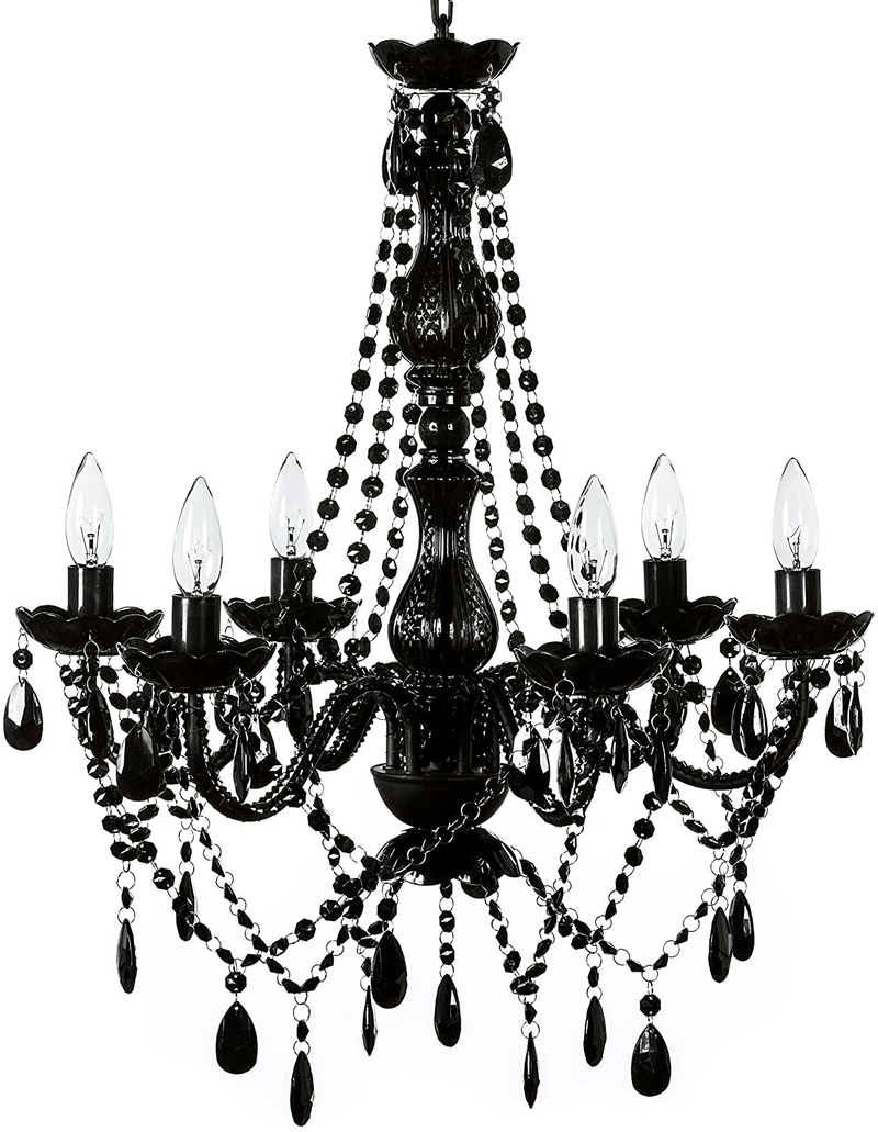 4 Light Crystal White Hardwire Flush Mount Chandelier H17.5”xW15”, White Metal Frame with Clear Glass Stem and Clear Acrylic Crystals & Beads That Sparkle Just Like Glass Arts & Entertainment > Party & Celebration > Party Supplies Gypsy Color Black 6 Light Hardwire 