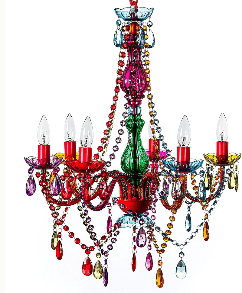 4 Light Crystal White Hardwire Flush Mount Chandelier H17.5”xW15”, White Metal Frame with Clear Glass Stem and Clear Acrylic Crystals & Beads That Sparkle Just Like Glass Arts & Entertainment > Party & Celebration > Party Supplies Gypsy Color Multicolor 6 Light Hardwire 